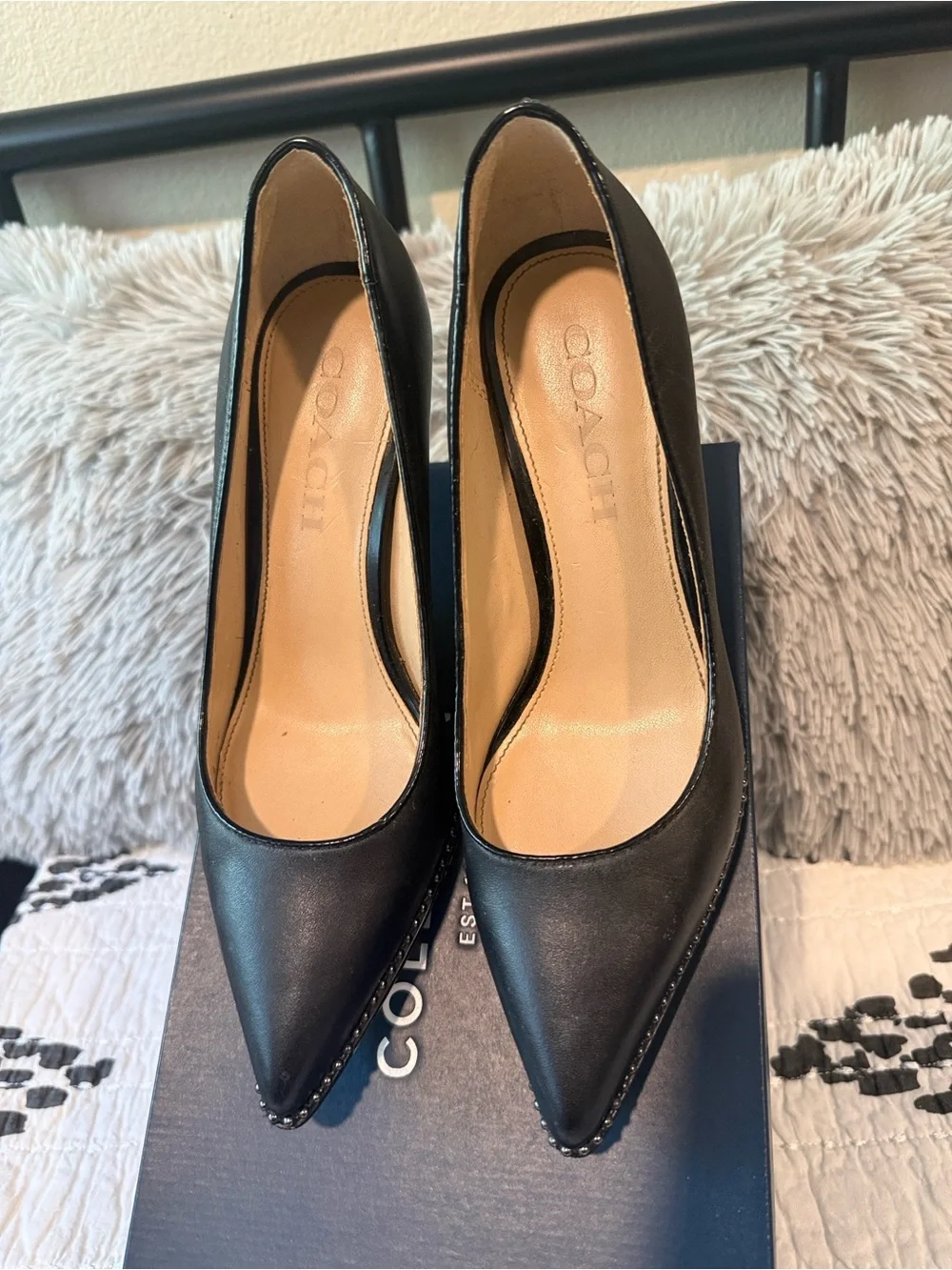 Coach Black Pointed-Toe Leather Pumps